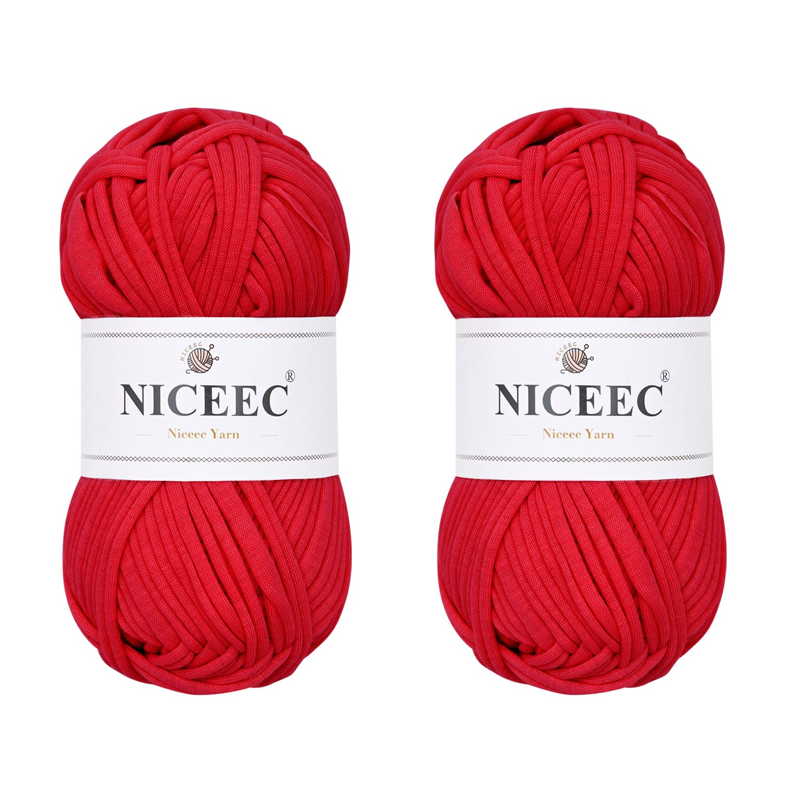 NICEEC 2 Skeins Soft T-Shirt Yarn for Crochet & Knitting -Easy Crocehted Solid Color Fabric Cloth Yarn for Handmade DIY Crafts - Bag, Basket, Cushion