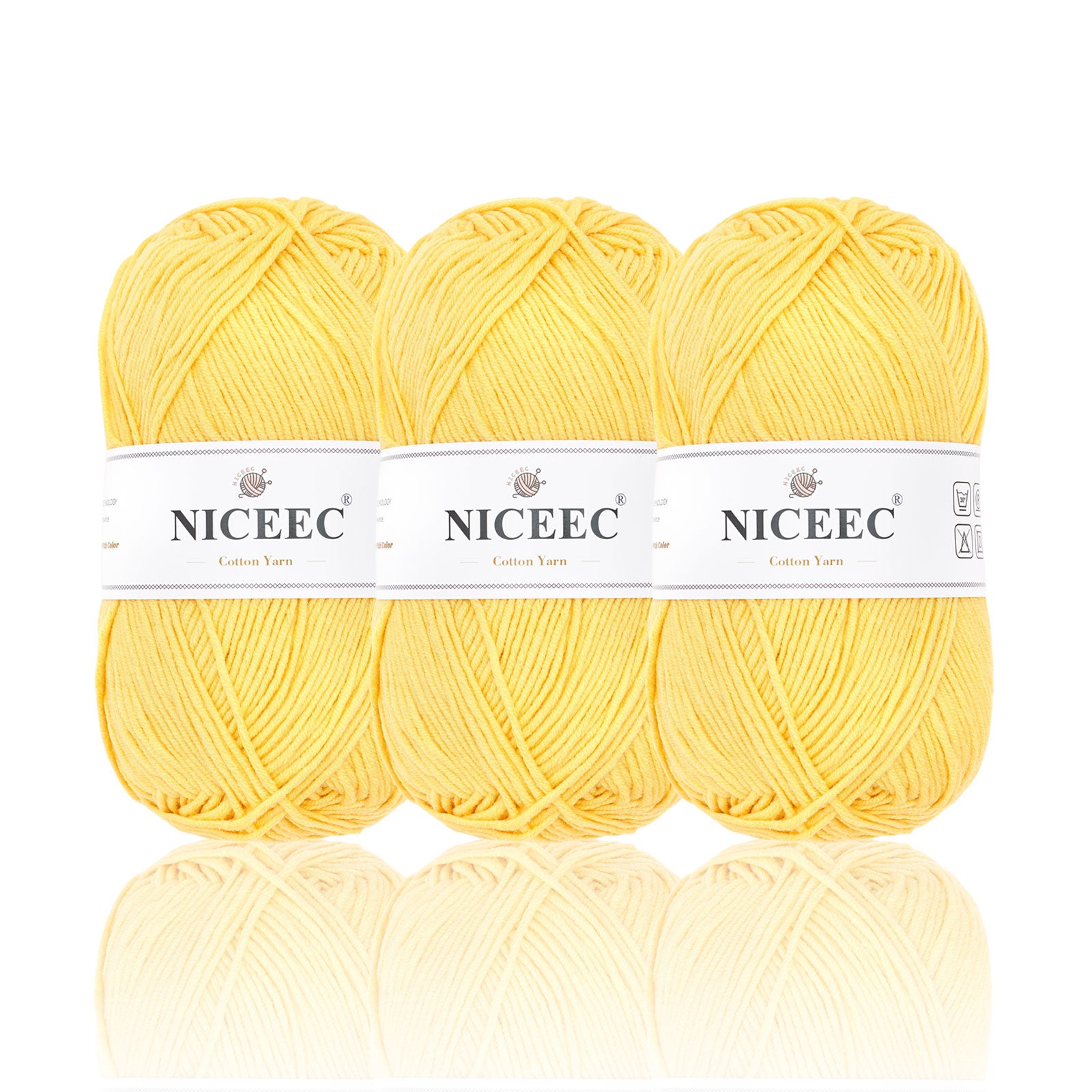 NICEEC 3 Skeins Soft Cotton Yarn 5ply Baby Cotton Yarn for Knitting Crochet Baby Weight Yarn Cotton Blend Yarn Total Length 3×220m(3×240 yds,100g×3)