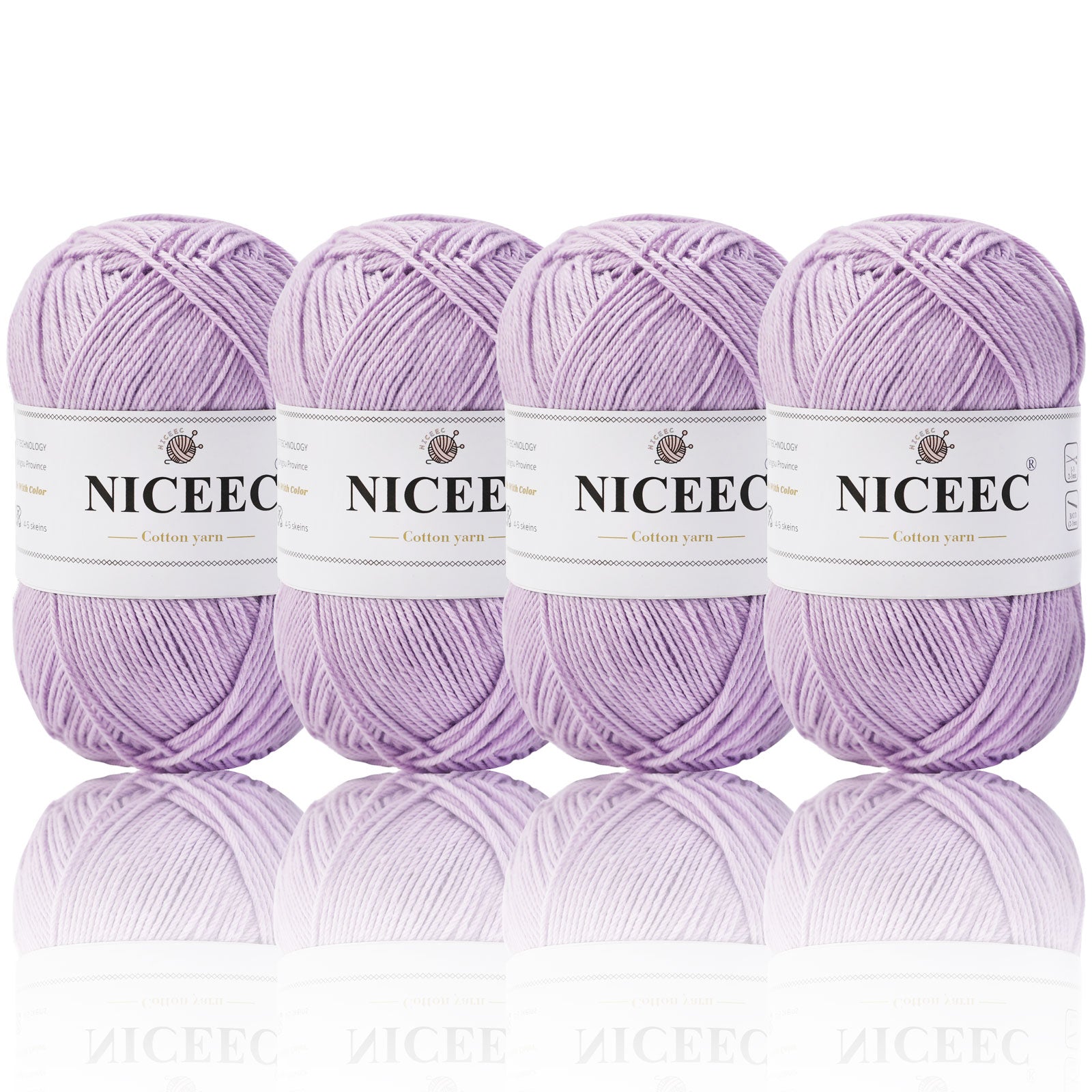 NICEEC 4 Skeins Soft Baby Yarn 100% Cotton Yarn for Crochet Knitting 4 Ply Yarn Blanket Yarn for DIY Craft Fingering Weight Yarn Total Length 4×175yds/4×50g