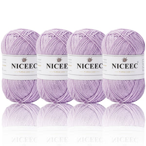 NICEEC 4 Skeins Soft Baby Yarn 100% Cotton Yarn for Crochet Knitting 4 Ply Yarn Blanket Yarn for DIY Craft Fingering Weight Yarn Total Length 4×175yds/4×50g