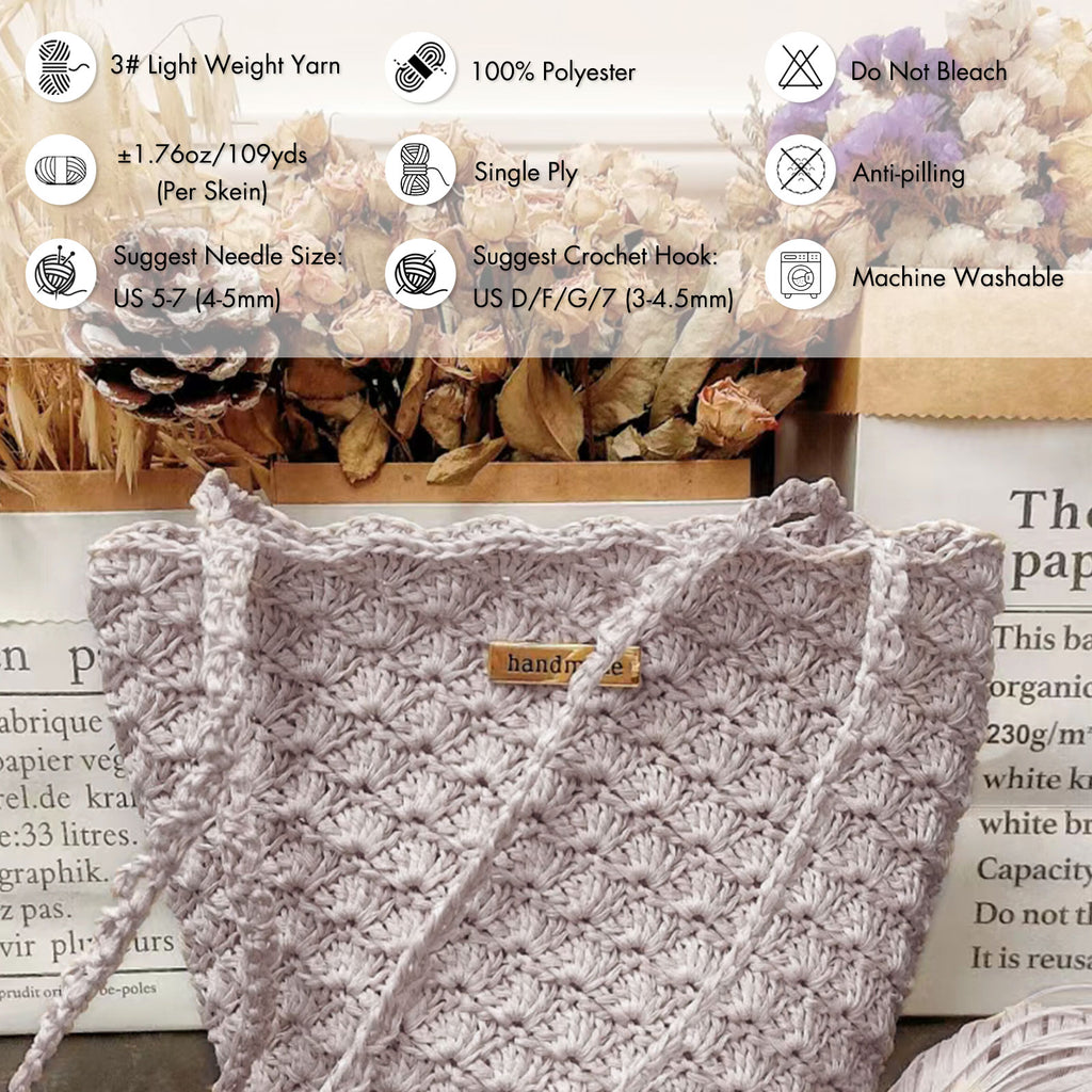 NICEEC - 6 madejas de hilo de cinta suave para crochet, papel artesanal, rafia fácil de crochet, cinta para manualidades y envoltura de regalos (longitud total: 1,76 oz × 6/109 yds × 6 - caqui) 