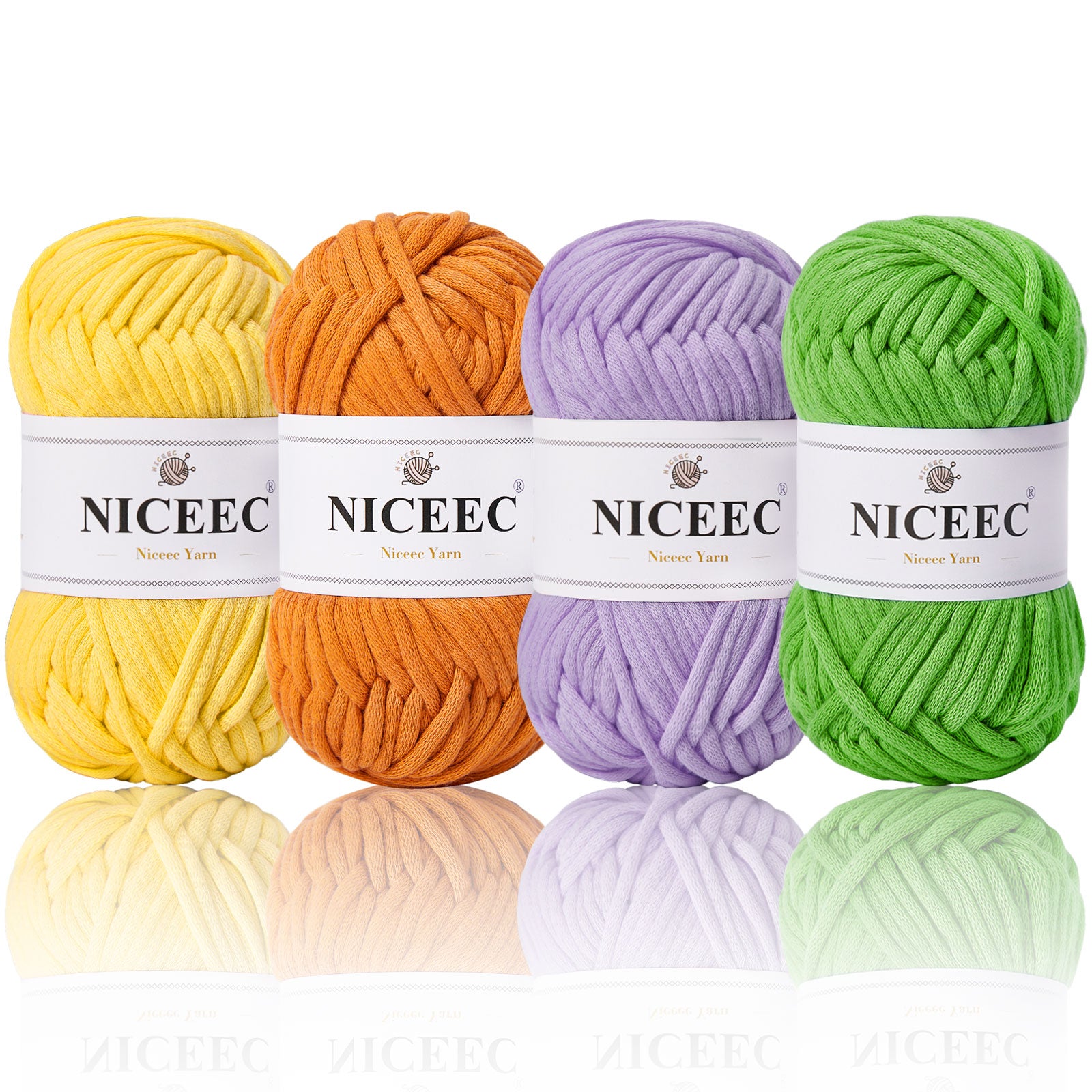 NICEEC 4 Skeins Crochet Yarn Soft Knitting Yarn for Beginners Cotton-Nylon Blend Yarn Easy-Use Yarn for Starters Crochet Kit Making Yarn for DIY Craft Total Length 4×55yds(4×1.76oz)