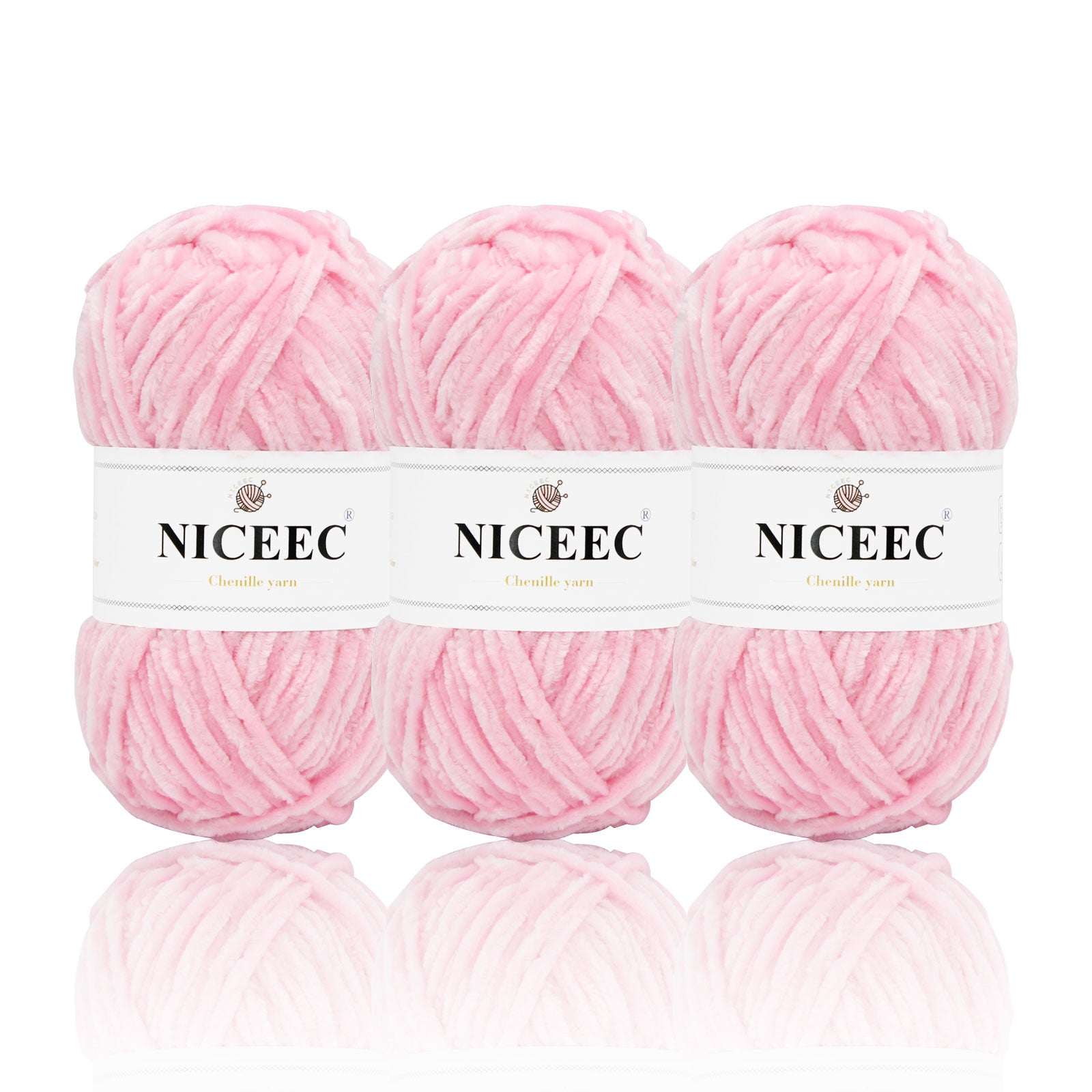 NICEEC 3 Skeins Soft Chenille Yarn Blanket Yarn for Knitting Fancy Yarn for Crochet Weaving DIY Craft