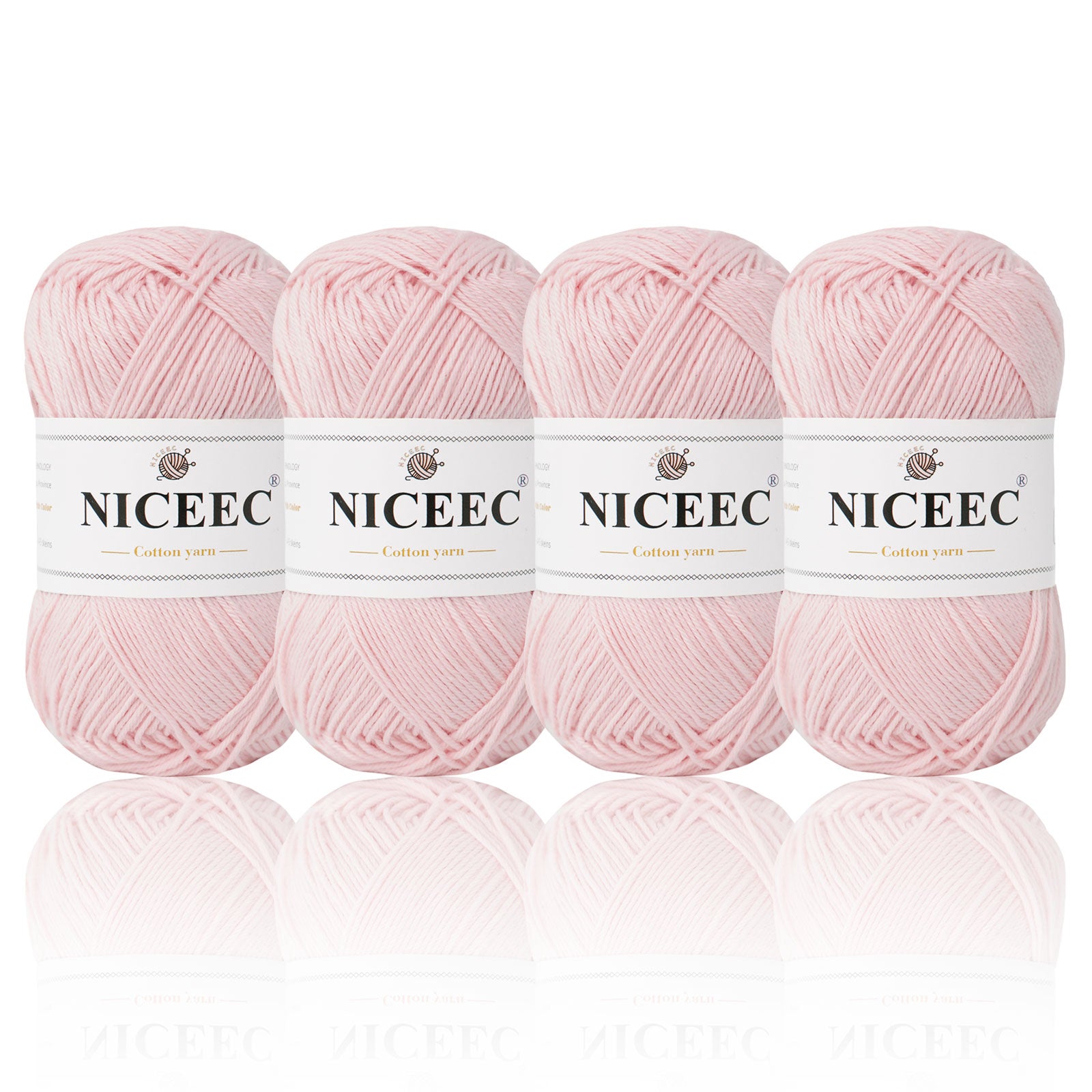 NICEEC 4 Skeins Soft Baby Yarn 100% Cotton Yarn for Crochet Knitting 4 Ply Yarn Blanket Yarn for DIY Craft Fingering Weight Yarn Total Length 4×175yds/4×50g