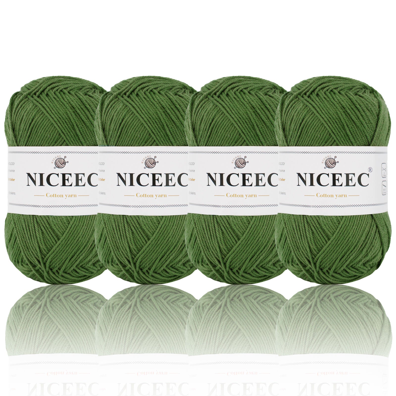 NICEEC - 4 madejas de hilo suave para bebé, 100 % algodón, para crochet, 4 capas, para mantas, manualidades, grosor de hilo, longitud total: 4 x 175 yardas/4 x 50 g 