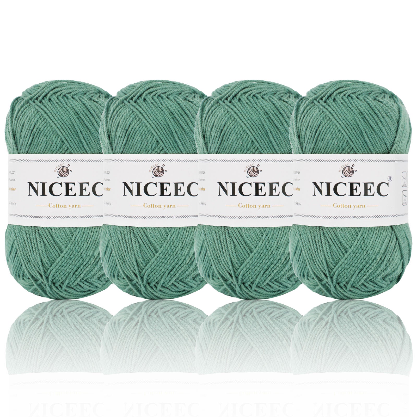 NICEEC - 4 madejas de hilo suave para bebé, 100 % algodón, para crochet, 4 capas, para mantas, manualidades, grosor de hilo, longitud total: 4 x 175 yardas/4 x 50 g 