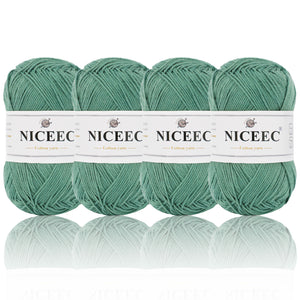 NICEEC 4 Skeins Soft Baby Yarn 100% Cotton Yarn for Crochet Knitting 4 Ply Yarn Blanket Yarn for DIY Craft Fingering Weight Yarn Total Length 4×175yds/4×50g