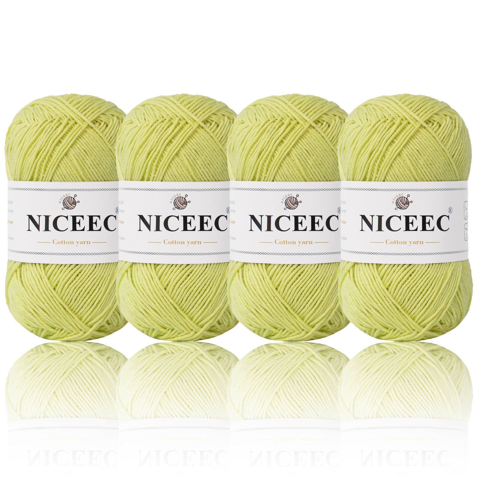 NICEEC - 4 madejas de hilo suave para bebé, 100 % algodón, para crochet, 4 capas, para mantas, manualidades, grosor de hilo, longitud total: 4 x 175 yardas/4 x 50 g 