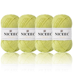 NICEEC 4 Skeins Soft Baby Yarn 100% Cotton Yarn for Crochet Knitting 4 Ply Yarn Blanket Yarn for DIY Craft Fingering Weight Yarn Total Length 4×175yds/4×50g
