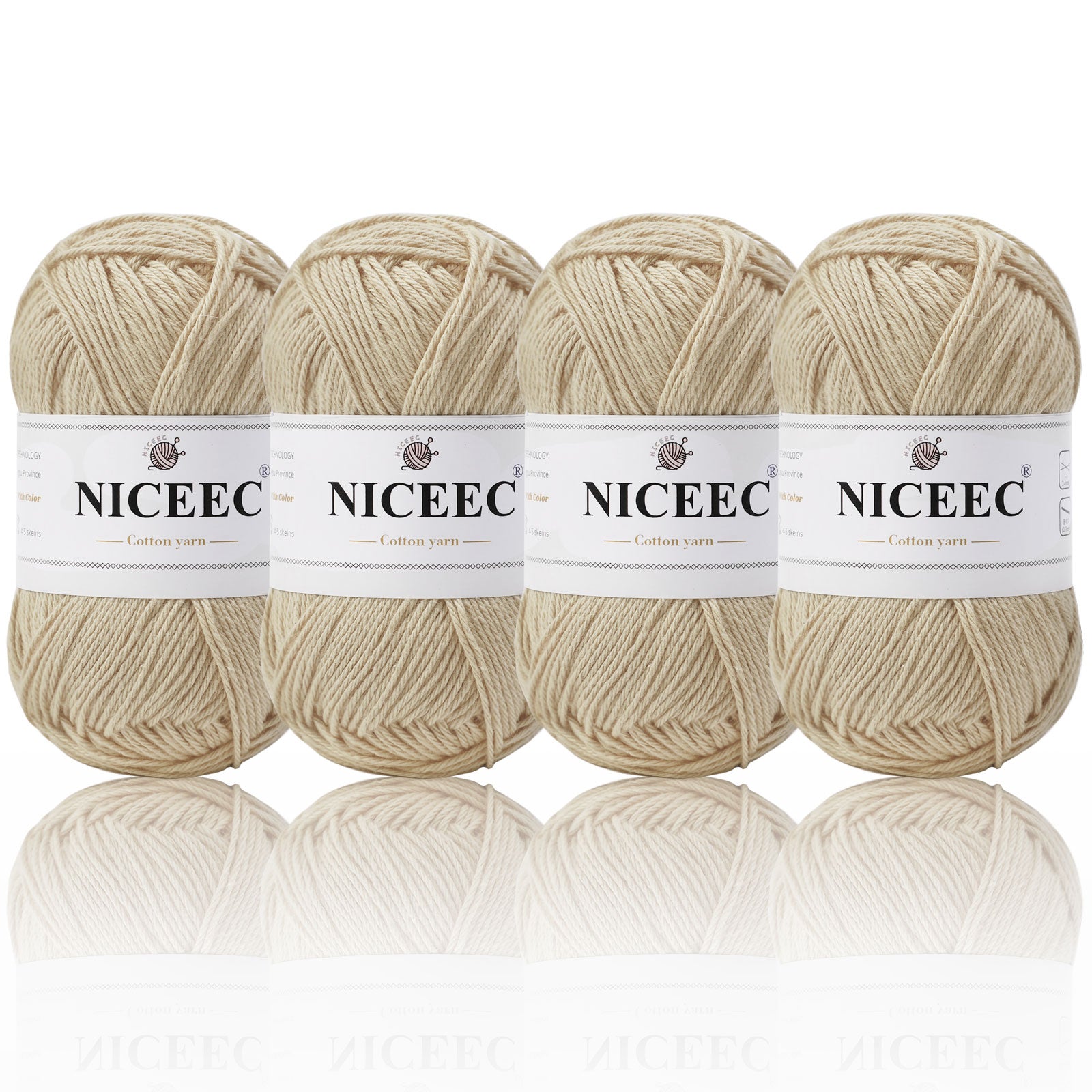 NICEEC 4 Skeins Soft Baby Yarn 100% Cotton Yarn for Crochet Knitting 4 Ply Yarn Blanket Yarn for DIY Craft Fingering Weight Yarn Total Length 4×175yds/4×50g