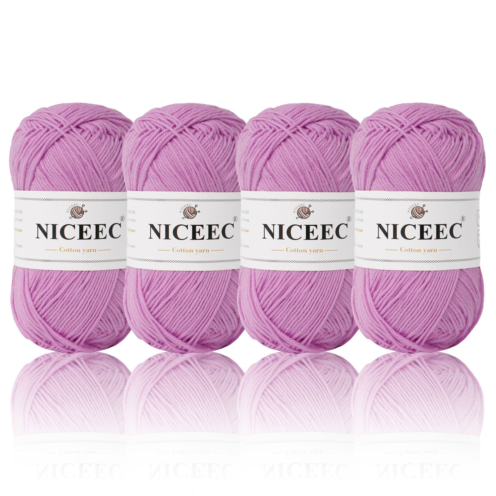 NICEEC 4 Skeins Soft Baby Yarn 100% Cotton Yarn for Crochet Knitting 4 Ply Yarn Blanket Yarn for DIY Craft Fingering Weight Yarn Total Length 4×175yds/4×50g
