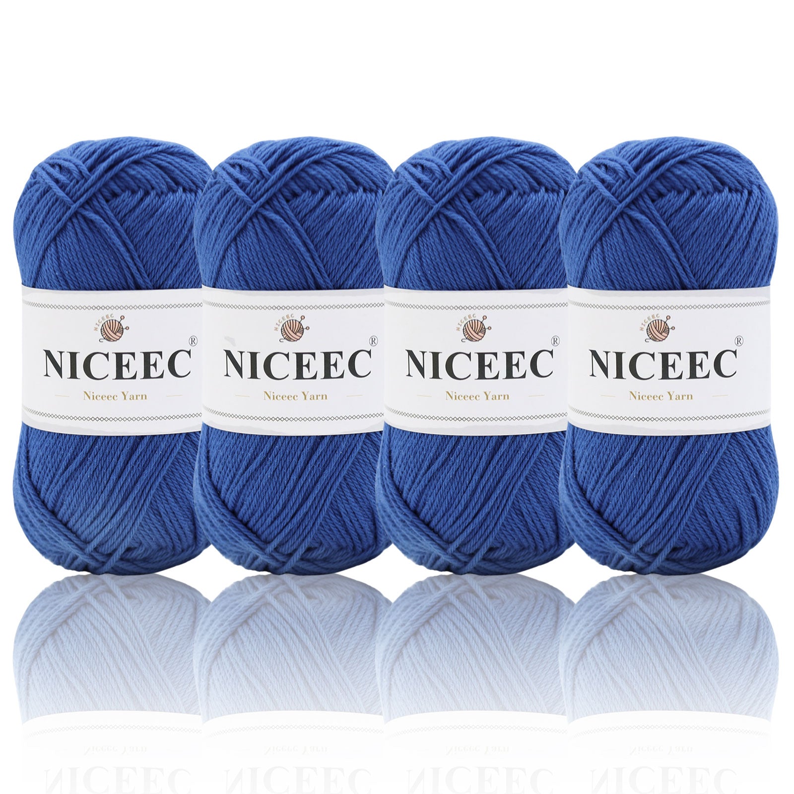 NICEEC 4 Skeins Soft Baby Yarn 100% Cotton Yarn for Crochet Knitting 4 Ply Yarn Blanket Yarn for DIY Craft Fingering Weight Yarn Total Length 4×175yds/4×50g
