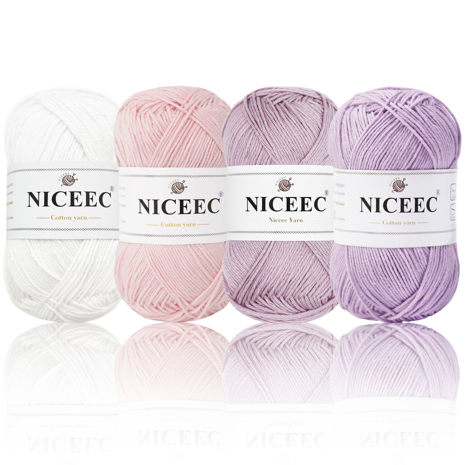 NICEEC - 4 madejas de hilo suave para bebé, 100 % algodón, para crochet, 4 capas, para mantas, manualidades, grosor de hilo, longitud total: 4 x 175 yardas/4 x 50 g 