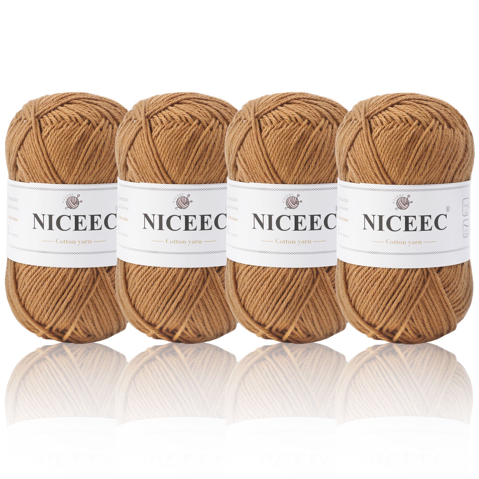 NICEEC 4 Skeins Soft Baby Yarn 100% Cotton Yarn for Crochet Knitting 4 Ply Yarn Blanket Yarn for DIY Craft Fingering Weight Yarn Total Length 4×175yds/4×50g