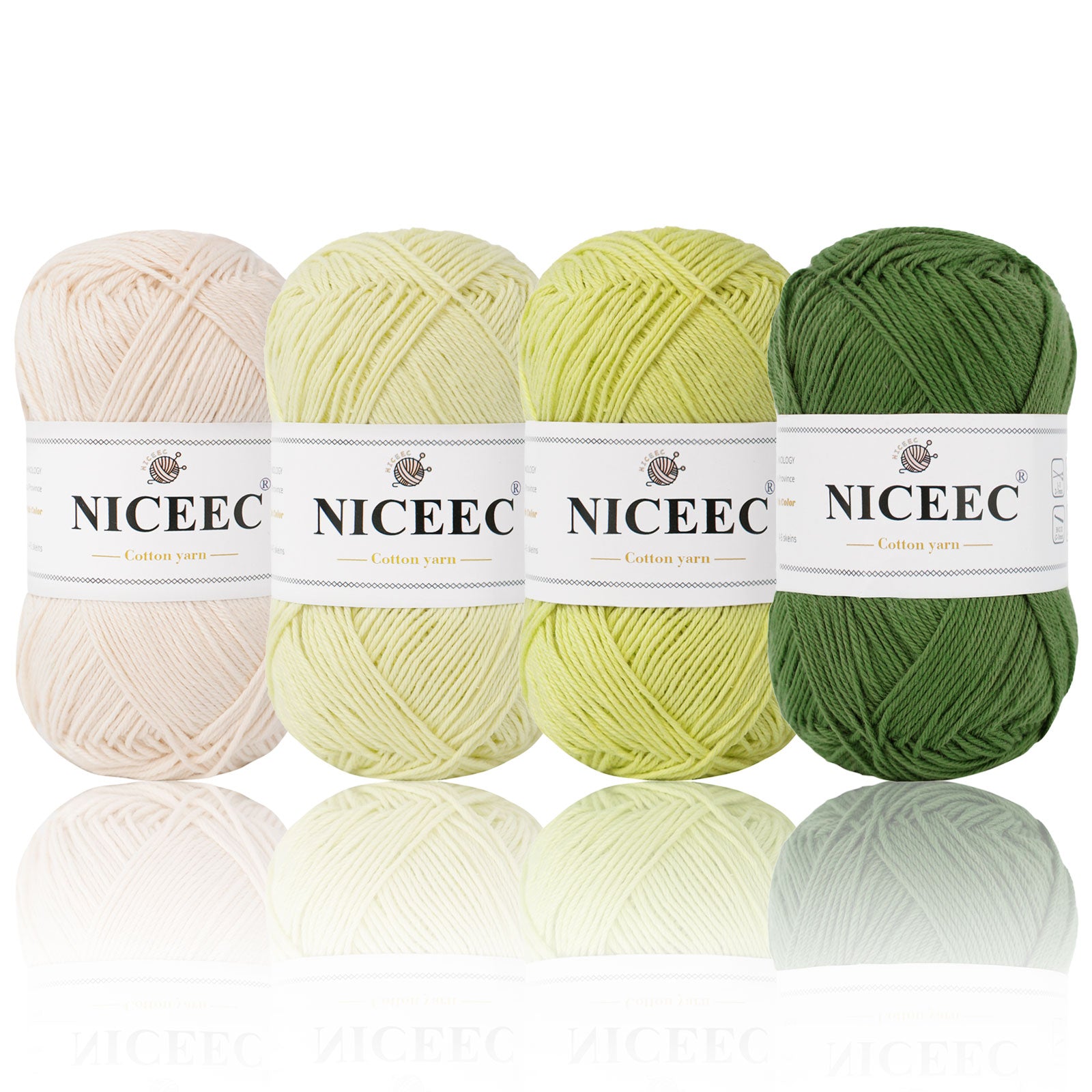NICEEC - 4 madejas de hilo suave para bebé, 100 % algodón, para crochet, 4 capas, para mantas, manualidades, grosor de hilo, longitud total: 4 x 175 yardas/4 x 50 g 