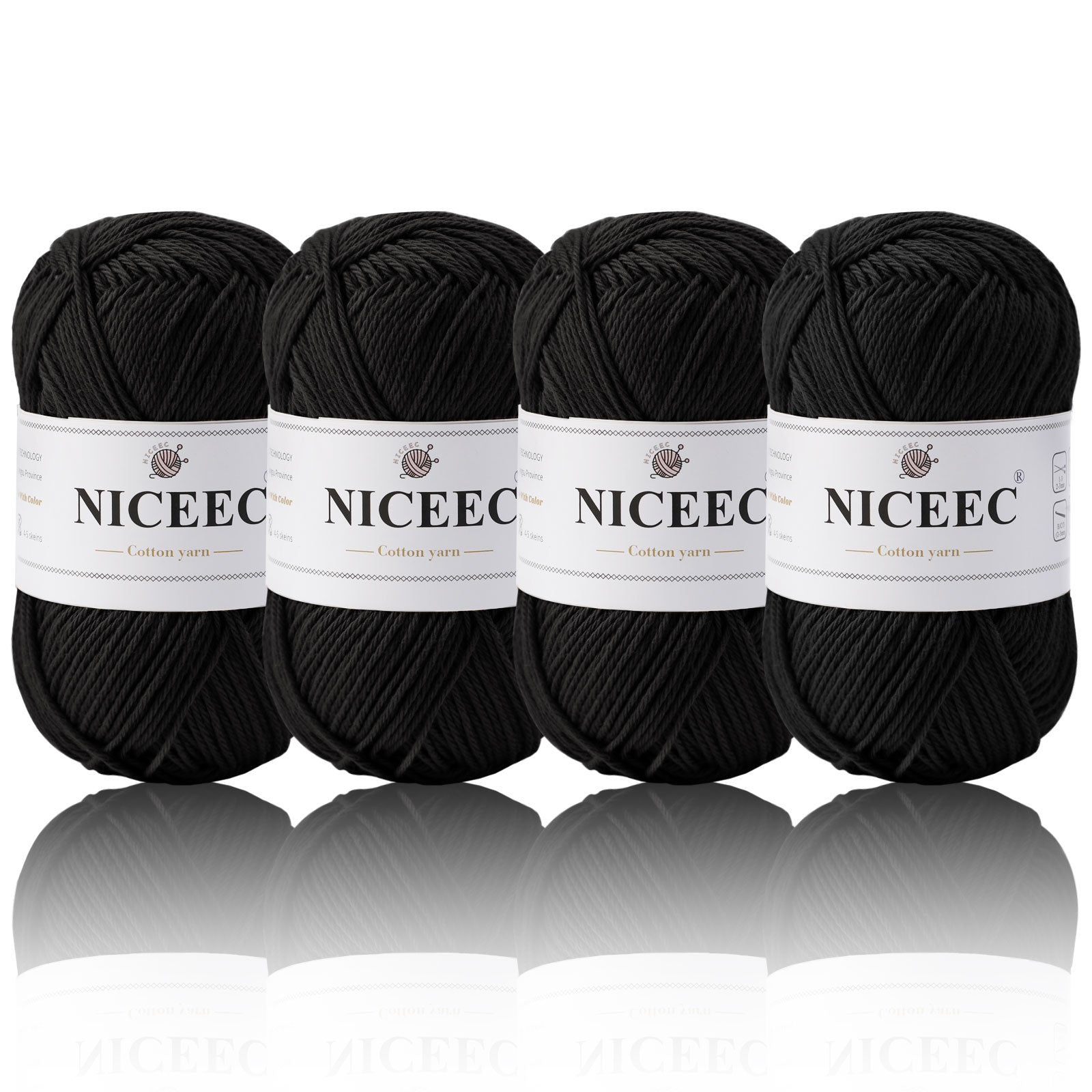NICEEC - 4 madejas de hilo suave para bebé, 100 % algodón, para crochet, 4 capas, para mantas, manualidades, grosor de hilo, longitud total: 4 x 175 yardas/4 x 50 g 