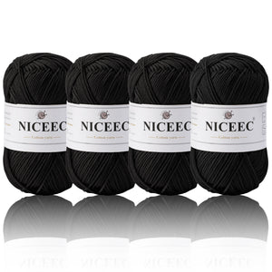 NICEEC 4 Skeins Soft Baby Yarn 100% Cotton Yarn for Crochet Knitting 4 Ply Yarn Blanket Yarn for DIY Craft Fingering Weight Yarn Total Length 4×175yds/4×50g