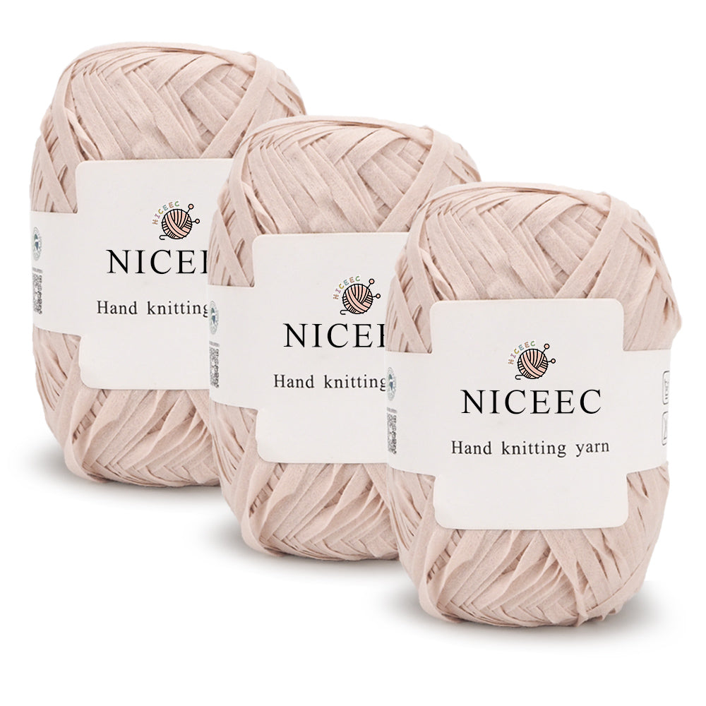 NICEEC Kraft Paper Yarn Raffia Yarn Soft Craft Ribbon Yarn Polyester Yarn for Crocheting DIY Weaving-Total Length 390m(427yds, 150g)