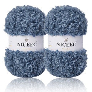 NICEEC 2 Skeins Teddy Fur Yarn Super Soft Yarn Chunky Fluffy Faux Fur Yarn Fuzzy Yarn Eyelash Yarn for Crochet Knit -Total Length 2×50m(2×55yds,3.53oz×2)