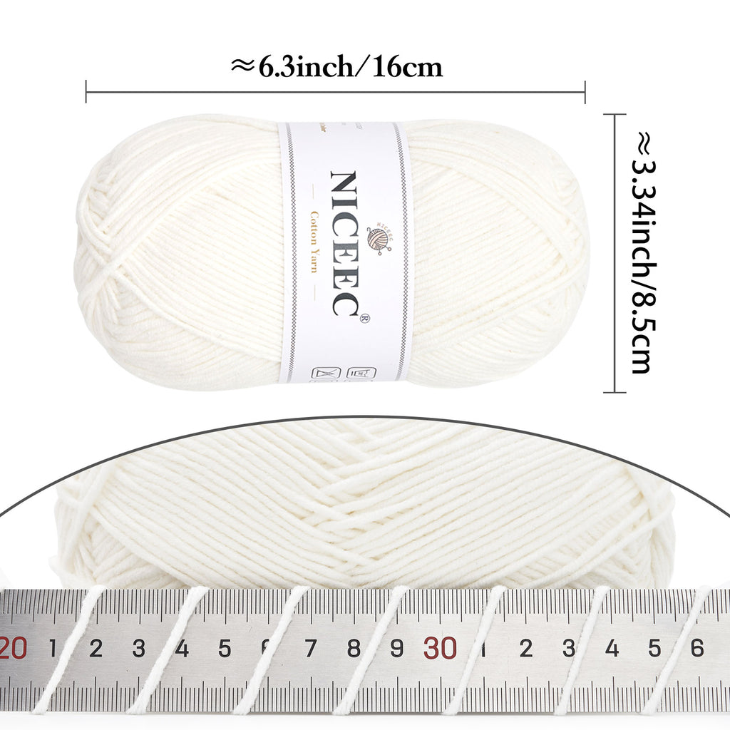 NICEEC - 3 madejas de hilo de algodón suave de 5 capas para bebé, ideal para tejer y crochet. Hilo de mezcla de algodón para bebé. Longitud total: 3 x 220 m (3 x 240 yardas, 100 g x 3). 