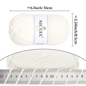 NICEEC 3 Skeins Soft Cotton Yarn 5ply Baby Cotton Yarn for Knitting Crochet Baby Weight Yarn Cotton Blend Yarn Total Length 3×220m(3×240 yds,100g×3)