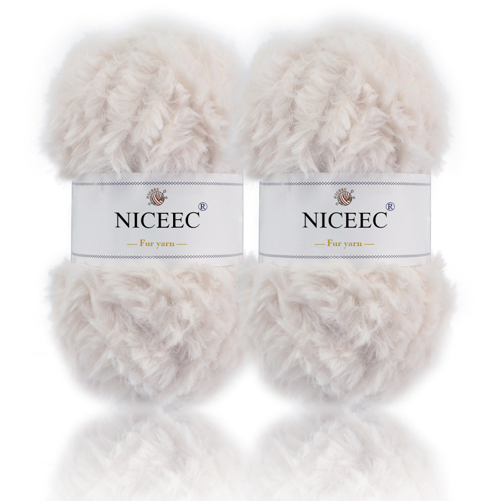 NICEEC - 2 madejas de hilo de pelo sintético supersuave, grueso y esponjoso, para tejer a crochet - Longitud total: 2 x 32 m (2 x 35 yardas, 50 g x 2) 