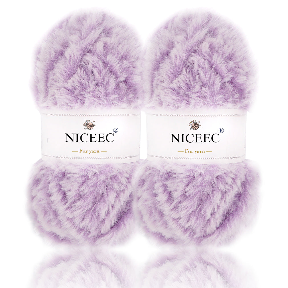 NICEEC - 2 madejas de hilo de pelo sintético supersuave, grueso y esponjoso, para tejer a crochet - Longitud total: 2 x 32 m (2 x 35 yardas, 50 g x 2) 