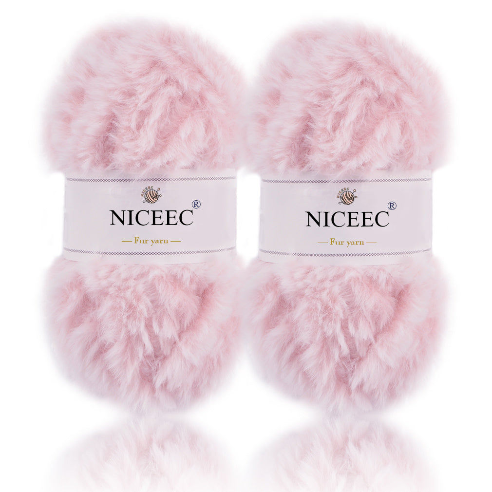 NICEEC - 2 madejas de hilo de pelo sintético supersuave, grueso y esponjoso, para tejer a crochet - Longitud total: 2 x 32 m (2 x 35 yardas, 50 g x 2) 