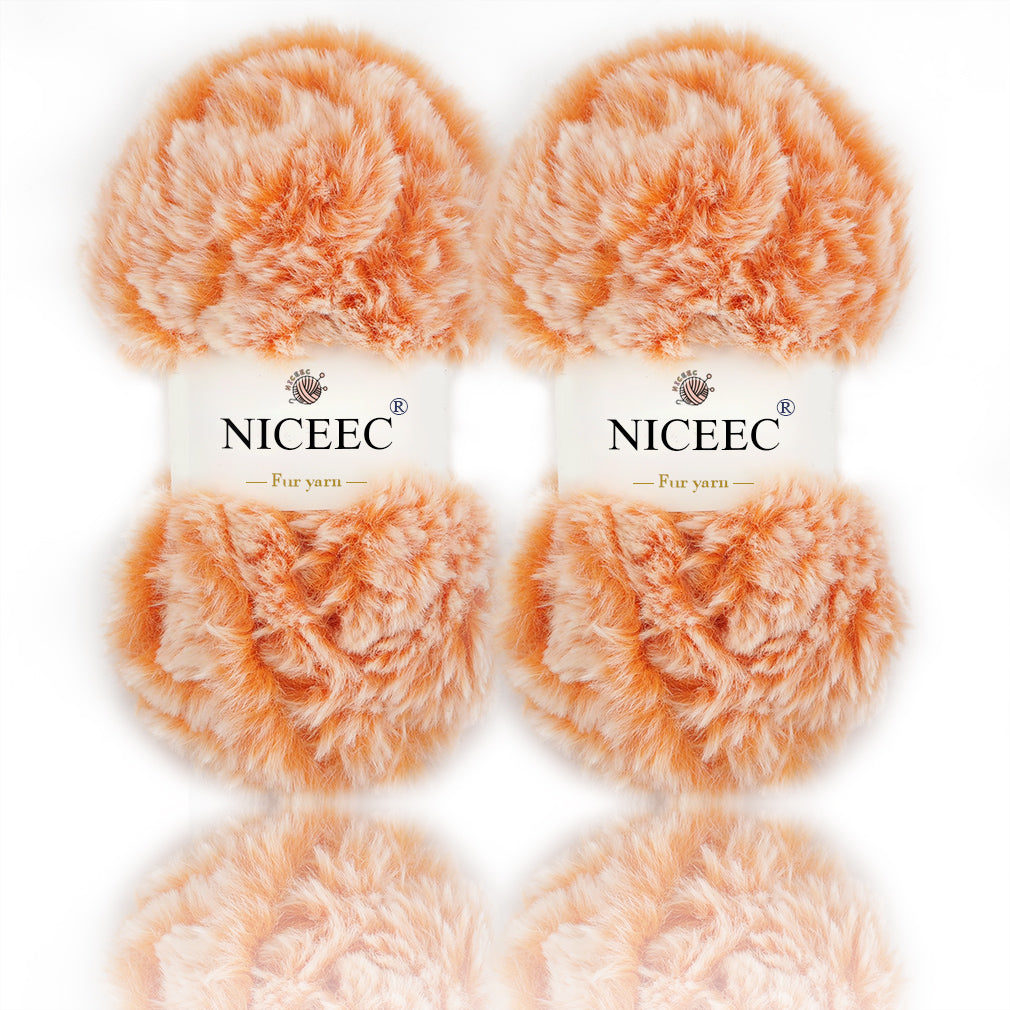 NICEEC - 2 madejas de hilo de pelo sintético supersuave, grueso y esponjoso, para tejer a crochet - Longitud total: 2 x 32 m (2 x 35 yardas, 50 g x 2) 