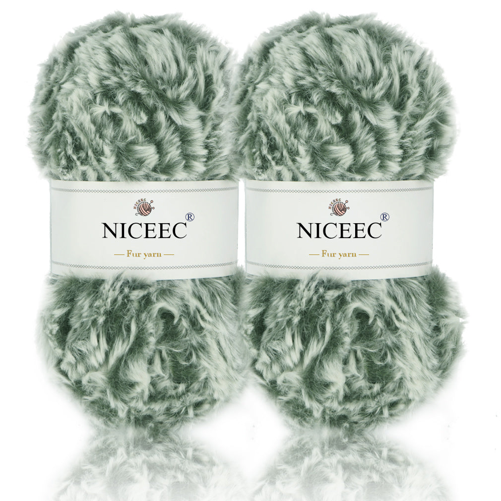 NICEEC - 2 madejas de hilo de pelo sintético supersuave, grueso y esponjoso, para tejer a crochet - Longitud total: 2 x 32 m (2 x 35 yardas, 50 g x 2) 