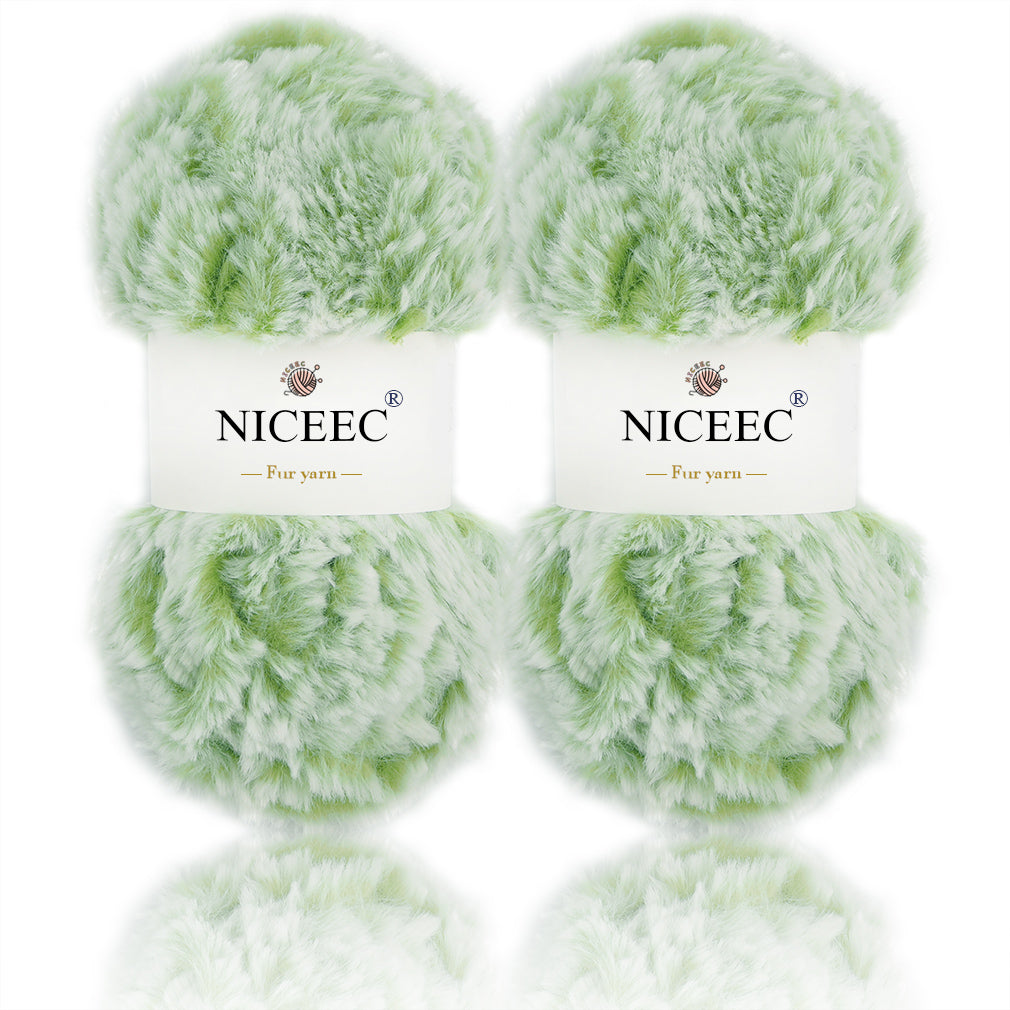 NICEEC - 2 madejas de hilo de pelo sintético supersuave, grueso y esponjoso, para tejer a crochet - Longitud total: 2 x 32 m (2 x 35 yardas, 50 g x 2) 