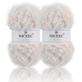 NICEEC - 2 madejas de hilo de pelo sintético supersuave, grueso y esponjoso, para tejer a crochet - Longitud total: 2 x 32 m (2 x 35 yardas, 50 g x 2) 