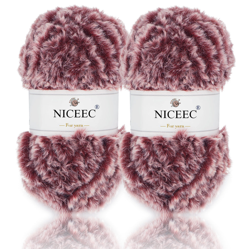NICEEC - 2 madejas de hilo de pelo sintético supersuave, grueso y esponjoso, para tejer a crochet - Longitud total: 2 x 32 m (2 x 35 yardas, 50 g x 2) 