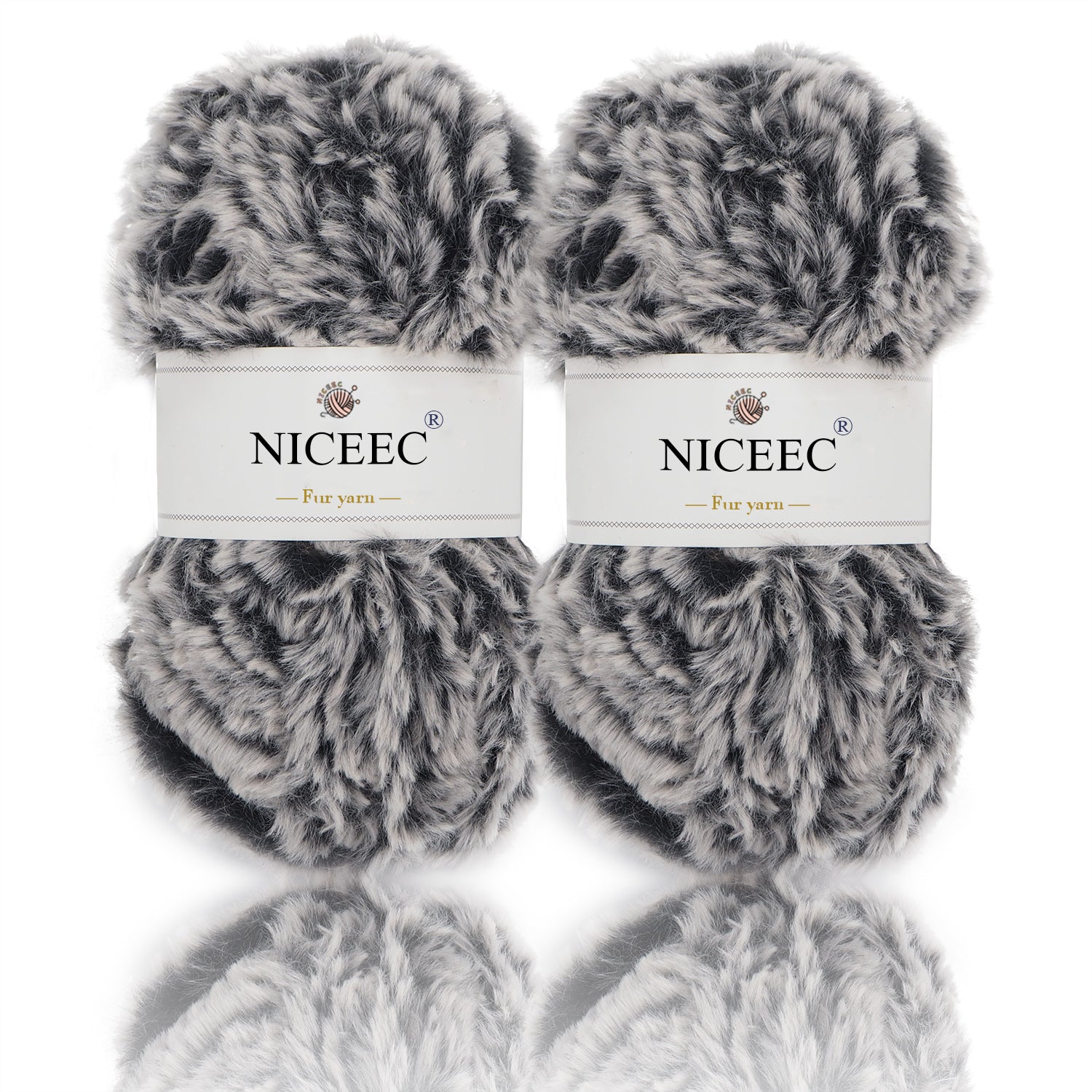 NICEEC - 2 madejas de hilo de pelo sintético supersuave, grueso y esponjoso, para tejer a crochet - Longitud total: 2 x 32 m (2 x 35 yardas, 50 g x 2) 