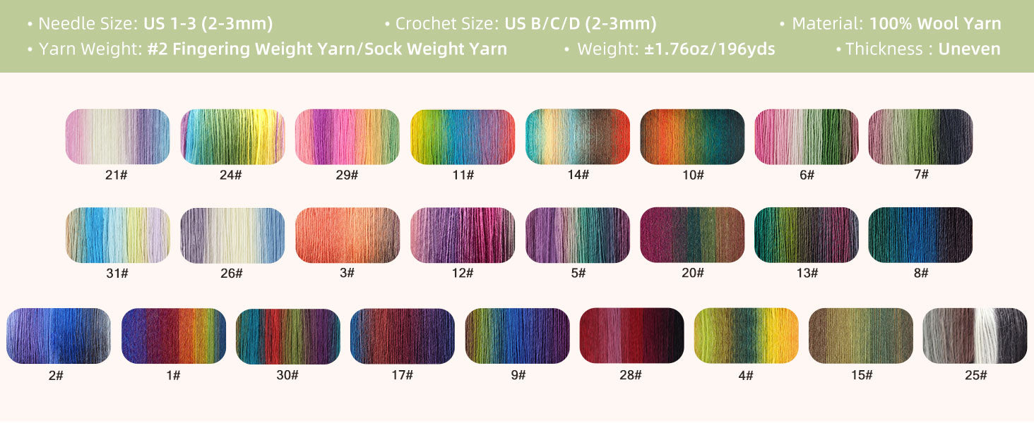 Hilo suave arcoíris 100 % lana degradado multicolor para tejer a crochet