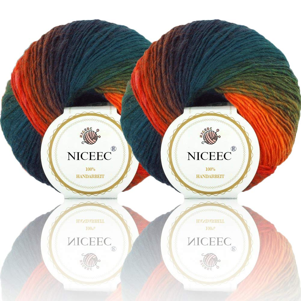 Hilo suave arcoíris 100 % lana degradado multicolor para tejer a crochet