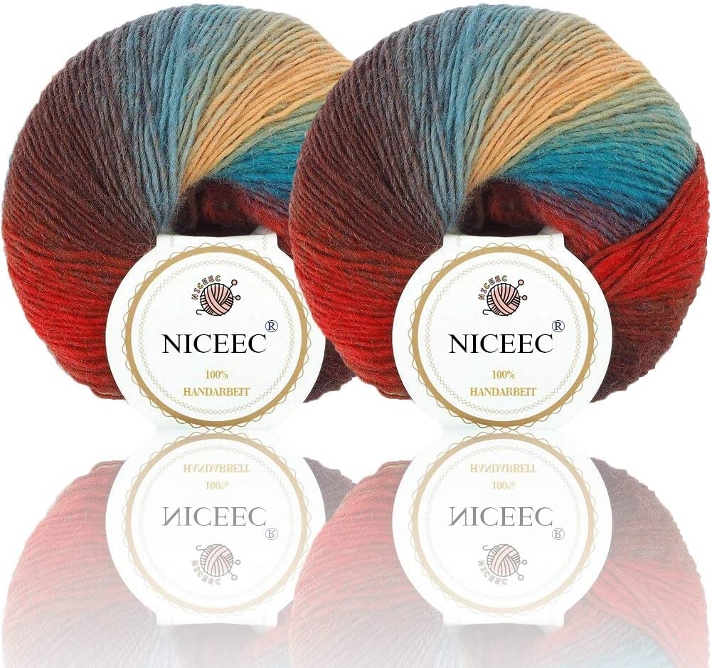 Hilo suave arcoíris 100 % lana degradado multicolor para tejer a crochet