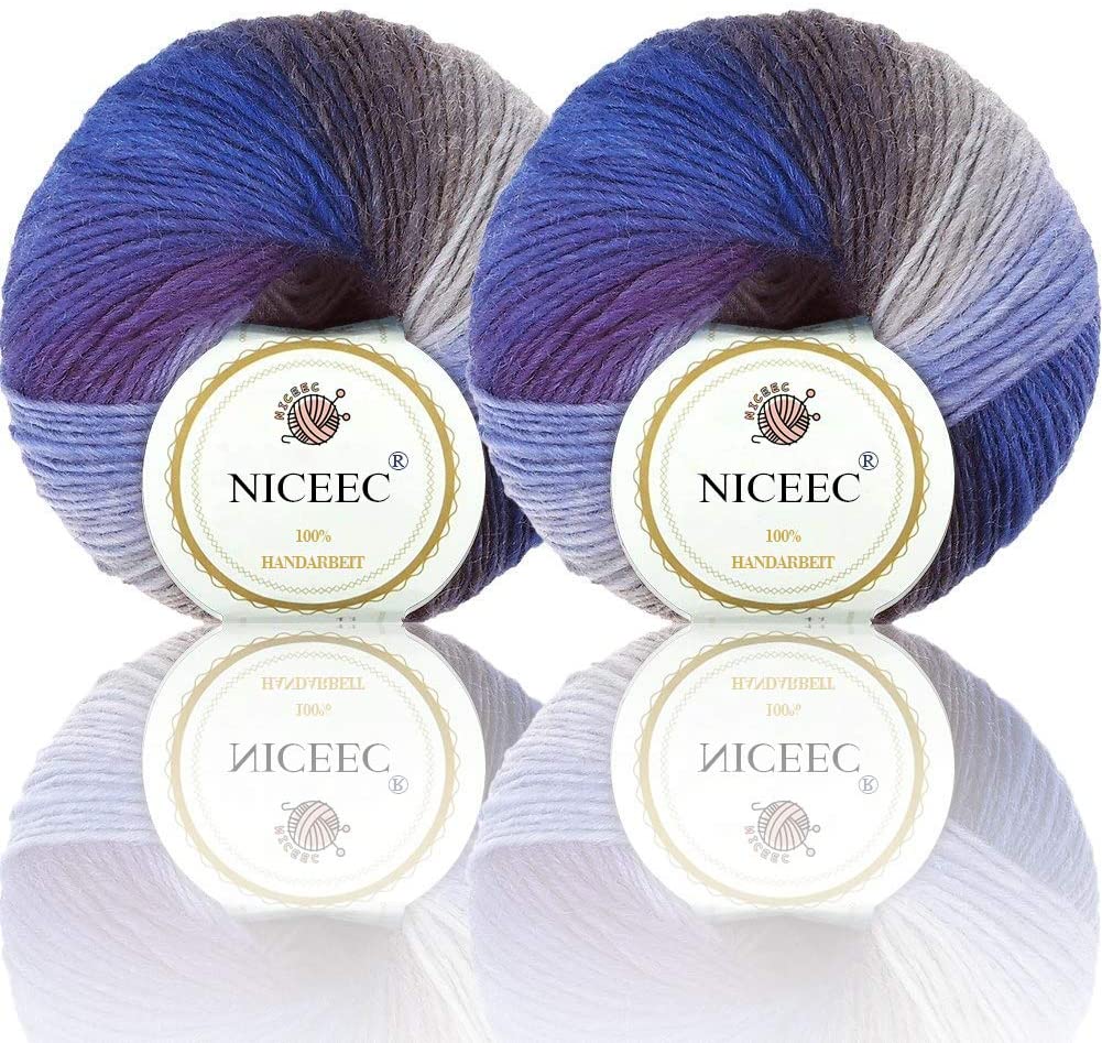 Rainbow Soft Yarn 100% Wool Gradient Multi Color Yarn for Crocheting Knit
