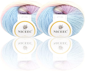 Rainbow Soft Yarn 100% Wool Gradient Multi Color Yarn for Crocheting Knit