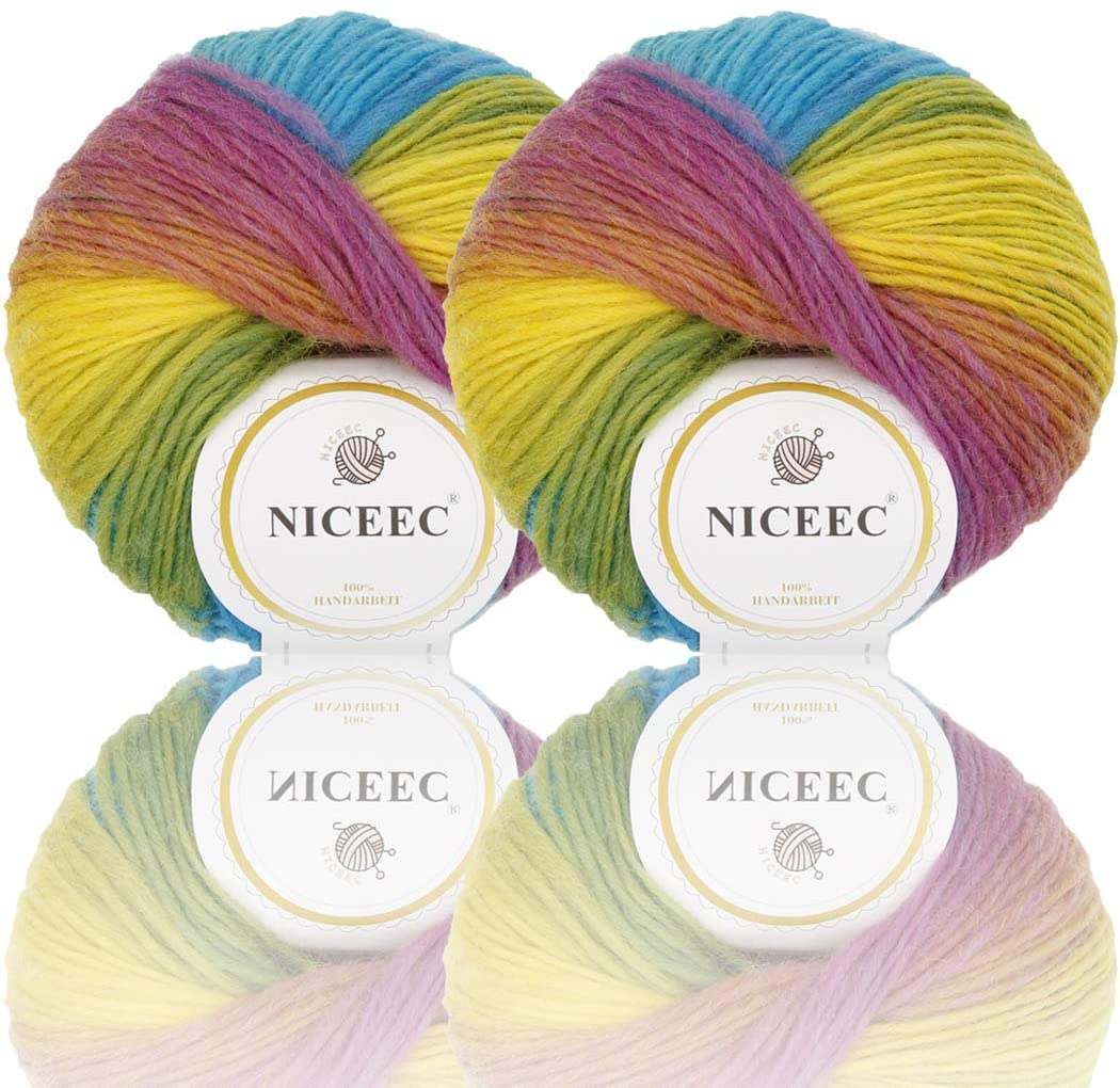 Hilo suave arcoíris 100 % lana degradado multicolor para tejer a crochet