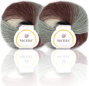 Rainbow Soft Yarn 100% Wool Gradient Multi Color Yarn for Crocheting Knit