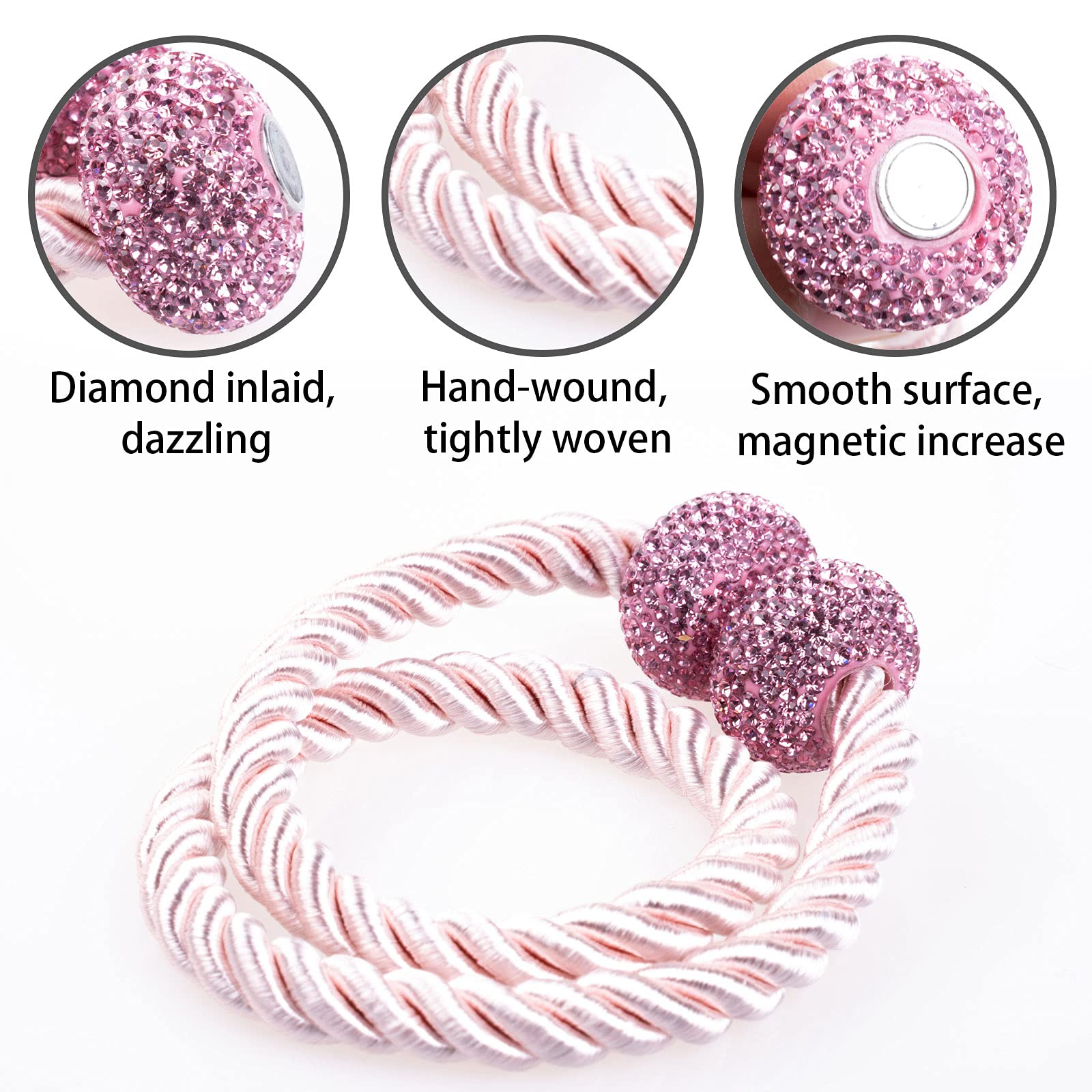 Diamond-Studded Magnetic Curtain Tiebacks Bling Crystal Decorative Drape Tie Backs