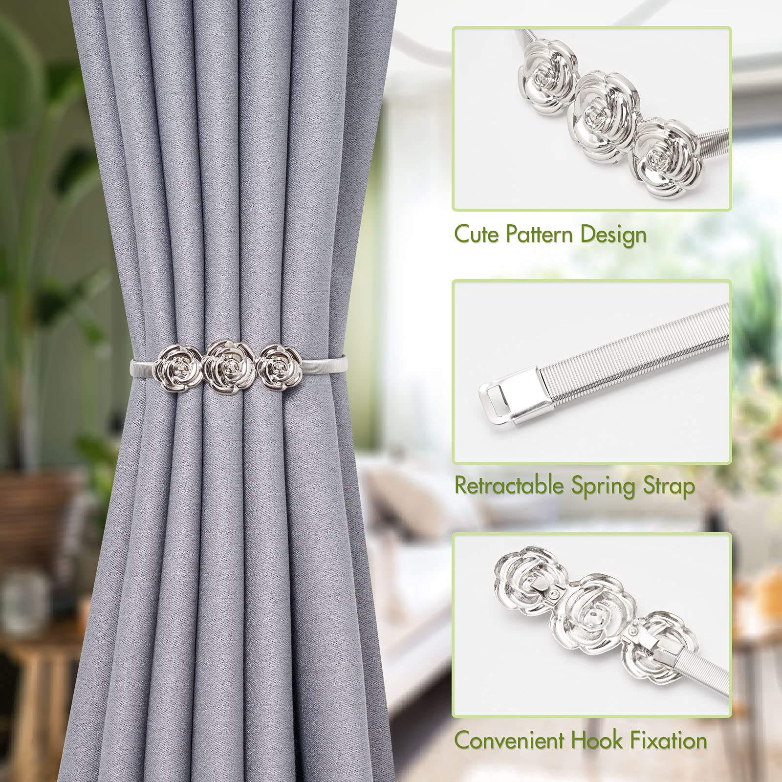 Spring Rope Curtain Tiebacks Convenient Decorative Alloy Drape Holdbacks Modern Simple Style Curtain Tie Backs