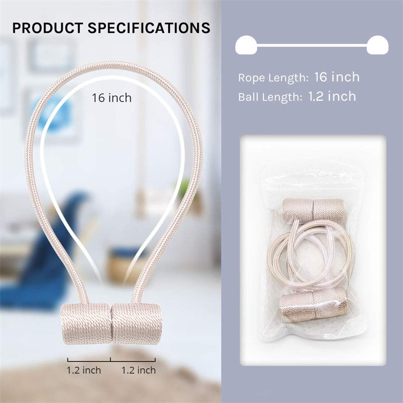 Magnetic Curtain Tiebacks 16 Inch Modern Handmade Weave Rope Curtain Holdbacks Convenient Decorative Curtain Drape Tie Backs