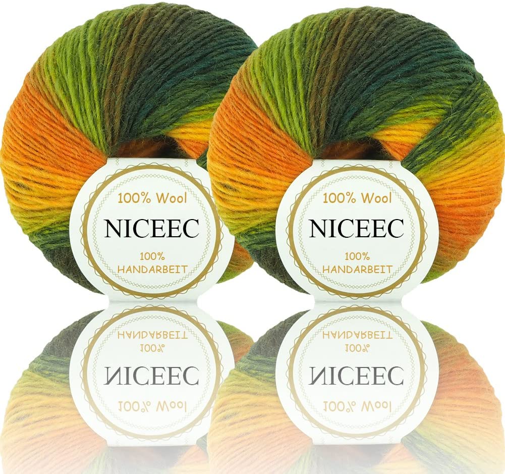 Hilo suave arcoíris 100 % lana degradado multicolor para tejer a crochet