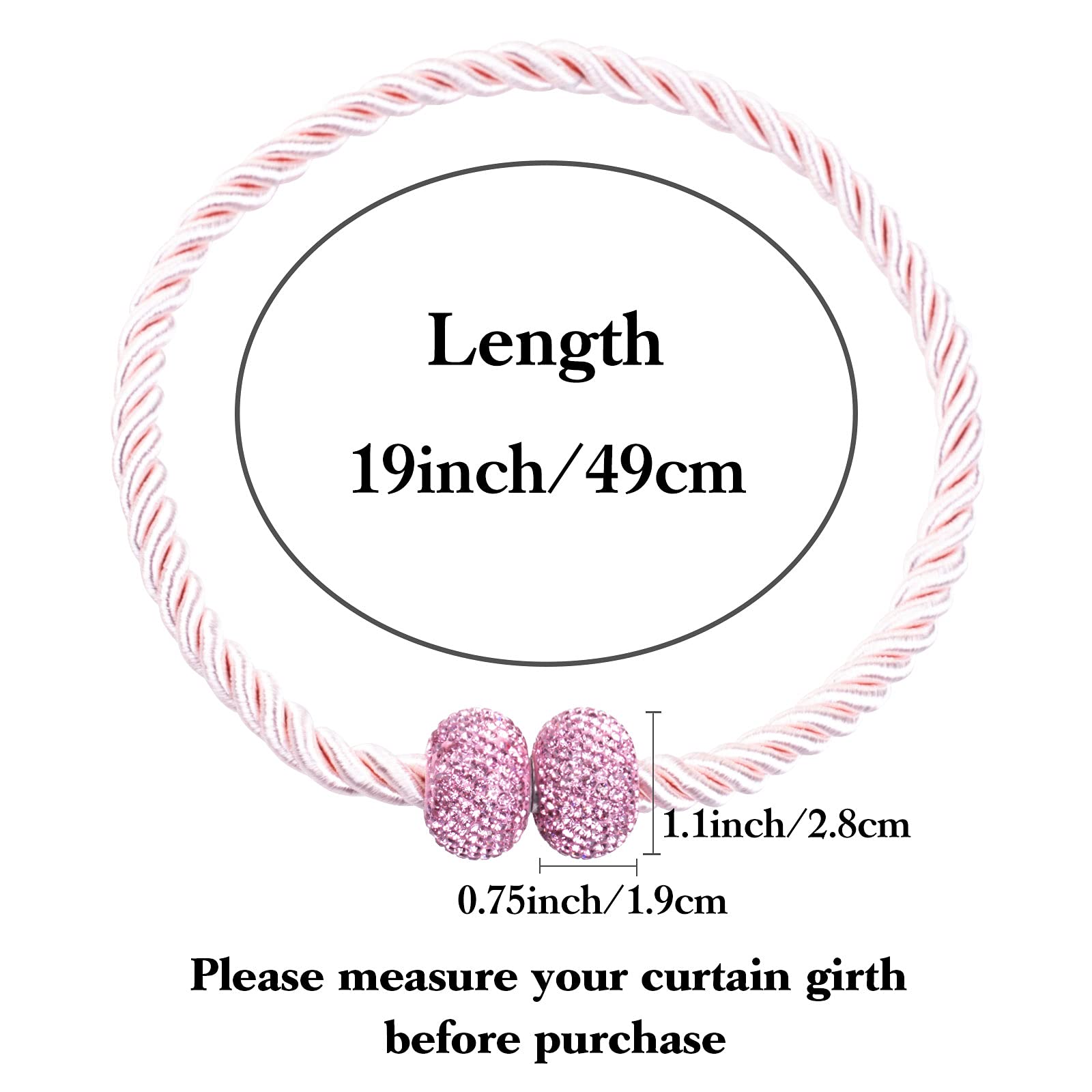 Diamond-Studded Magnetic Curtain Tiebacks Bling Crystal Decorative Drape Tie Backs