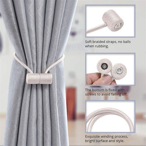 Magnetic Curtain Tiebacks 16 Inch Modern Handmade Weave Rope Curtain Holdbacks Convenient Decorative Curtain Drape Tie Backs