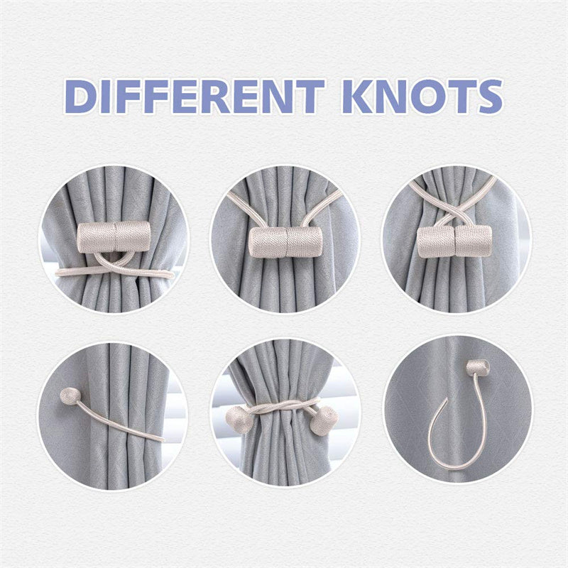 Magnetic Curtain Tiebacks 16 Inch Modern Handmade Weave Rope Curtain Holdbacks Convenient Decorative Curtain Drape Tie Backs